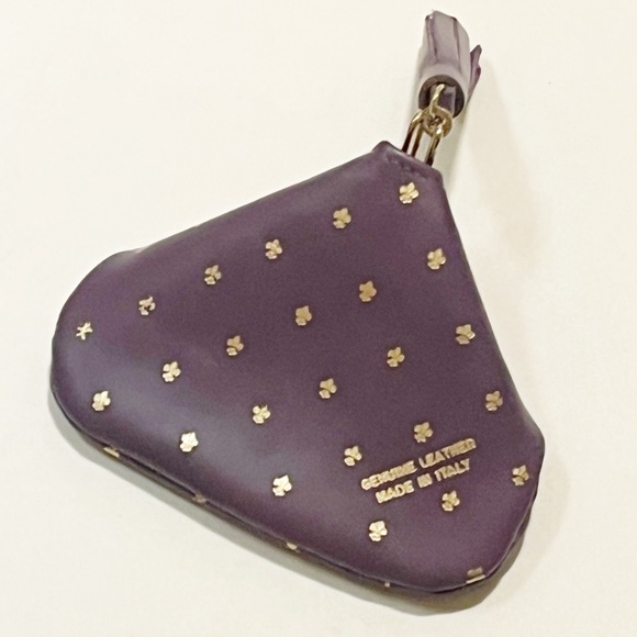 Florentine (Firenze) Genuine Leather Dark purple Coin Purse | Made in Italy - Picture 6 of 9